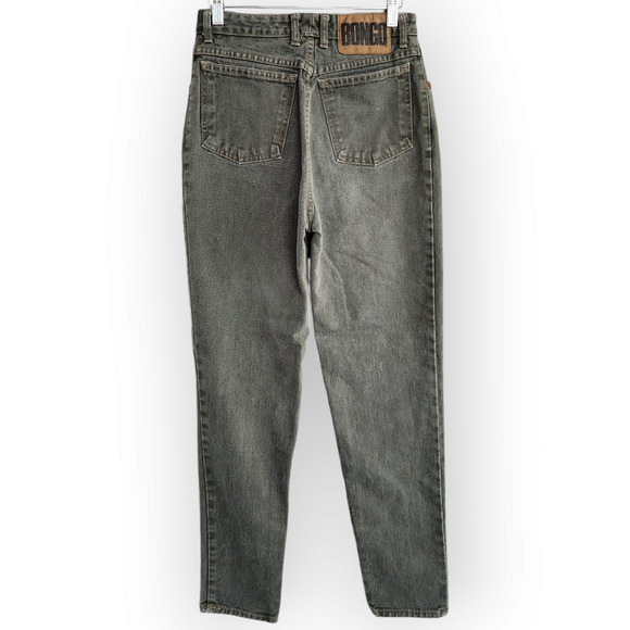 Vintage 80s Bongo High Waisted Army Green Tapered Leg Jeans 27 - Picture 7 of 10